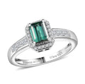 D'Joy Premium Pirineu Lagoon Tourmaline, Moissanite Ring in Rhodium Over Sterling Silver (Size 6.0) 1.30 ctw - Sticky add to cart bar