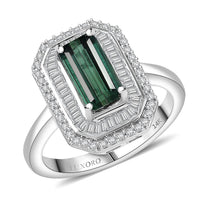 Luxoro 14K White Gold AAA Pirineu Lagoon Tourmaline, Diamond (I2) (0.45 cts) Ring (Size 10.0) (4.80 g ) 2.10 ctw