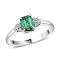 Premium Pirineu Lagoon Tourmaline, Luxuriant Lab Grown Diamond (G-H, SI) (0.25 cts) Ring in Rhodium Over Sterling Silver (Size 6.0) 1.00 ctw - Sticky add to cart bar