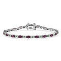D'Joy Premium Radiant Ember Garnet, Multi Gemstone Bracelet in Rhodium Over Sterling Silver (7.25 In) 6.85 ctw - Sticky add to cart bar