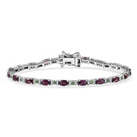 D'Joy Premium Radiant Ember Garnet, Multi Gemstone Bracelet in Rhodium Over Sterling Silver (7.25 In) 6.85 ctw