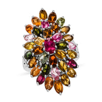 D'Joy Morro Redondo Pink Tourmaline, Multi-Tourmaline Ring in Rhodium Over Sterling Silver (Size 10.0) 7.70 ctw