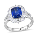D'Joy Kashmir Kyanite, White Zircon Ring in Rhodium Over Sterling Silver (Size 10.0) 4.50 ctw - Sticky add to cart bar