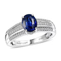 Rhapsody 950 Platinum AAAA Ceylon Blue Sapphire, Diamond (E-F, VS) (0.28 cts) Crown Line Ring (Size 6.0) (6.25 g) 1.60 ctw - Sticky add to cart bar