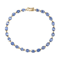 Luxoro 10K Yellow Gold AAA Ceylon Blue Sapphire Blue Majesty Tennis Bracelet (7.25 In) 10.50 ctw