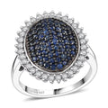D'Joy Premium Ceylon Blue Sapphire, Moissanite Blue Majesty Oval Ring in Rhodium Over Sterling Silver (Size 10.0) 1.85 ctw - Sticky add to cart bar