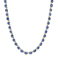 Luxoro 10K Yellow Gold AAA Ceylon Blue Sapphire Majesty Tennis Necklace (18 Inches) (11.65 g) 25.40 ctw