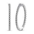 Luxuriant Lab Grown Diamond Hoop Earrings in Rhodium Over Sterling Silver 0.75 ctw - Sticky add to cart bar
