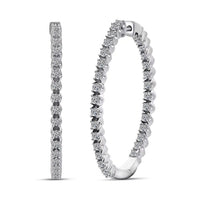 Luxuriant Lab Grown Diamond Hoop Earrings in Rhodium Over Sterling Silver 0.75 ctw