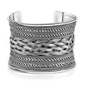 Handmade Braided Cuff Bracelet in Silvertone - Sticky add to cart bar