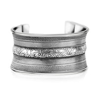 Handmade Braided Cuff Bracelet in Silvertone