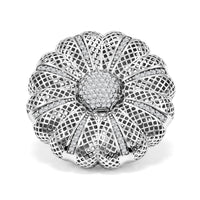 D'Joy Simulated Diamond Floral Ring in Rhodium Over Sterling Silver (Size 10.0) 0.65 ctw