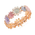 Multi Color Enameled Daisy Floral Bangle Bracelet in Goldtone (7-7.5In) - Sticky add to cart bar