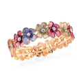 Austrian Crystal, Multi Color Enameled Floral Bangle Bracelet in Goldtone (7-7.5In) - Sticky add to cart bar