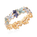 Multi Color Enameled Butterfly Bangle Bracelet in Goldtone (7-7.5In) - Sticky add to cart bar