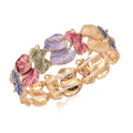 Multi Color Enameled Lily Pad Leaves Bangle Bracelet in Goldtone (7-7.5In) - Sticky add to cart bar