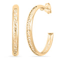 Italian Greek Key Hoop Earrings in 10K Yellow Gold 2 Grams - Sticky add to cart bar