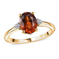 AAA Ceylon Honey Garnet and Luxuriant Lab Grown Diamond G-H SI 2.10 ctw Ring in 18K Vermeil Yellow Gold Over Sterling Silver (Size 10.0) (Del. in 8-10 Days) - Sticky add to cart bar
