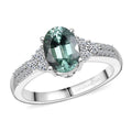 Premium Mint Tourmaline and Luxuriant Lab Grown Diamond G-H SI 1.65 ctw Ring in Rhodium Over Sterling Silver (Size 7.0) - Sticky add to cart bar