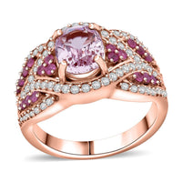 TLV D'Joy Martha Rocha Kunzite, Multi Gemstone Ring in 18K Vermeil RG Over Sterling Silver (Size 10.0) 3.40 ctw