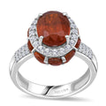 D'Joy Orange Kyanite, White Zircon Ring in Rhodium Over Sterling Silver (Size 10.0) 6.60 ctw - Sticky add to cart bar
