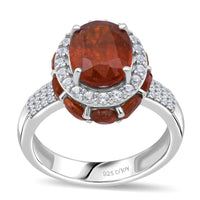 D'Joy Orange Kyanite, White Zircon Ring in Rhodium Over Sterling Silver (Size 10.0) 6.60 ctw