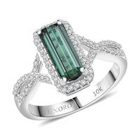 Luxoro 10K White Gold AAA Lagoon Tourmaline,  Diamond (I2) Ring (Size 8.0) 1.93 ctw