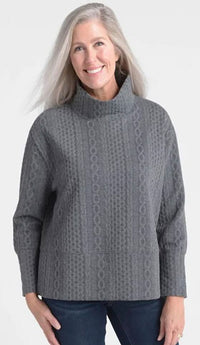 Closeout Christopher & Banks Charcoal Relaxed Restyled Cable Pattern Top - Large