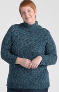 Closeout Christopher & Banks Teal Speckled Turtleneck Sweater - 1X - Sticky add to cart bar