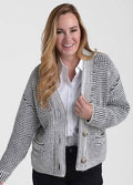 Closeout Christopher & Banks Black Textured Button Front Cardigan - 1X - Sticky add to cart bar