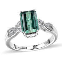 10K White Gold AAA Mint Tourmaline, Luxuriant Lab Grown Diamond (E-F, VS) (0.20 cts) Ring (Size 10.0) 2.65 ctw