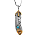Blue Howlite 0.30 ctw Feather Necklace in ION Plated YG and Stainless Steel 23.5 Inches - Sticky add to cart bar