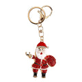Red and White Austrian Crystal, Enameled Santa Claus Keychain in Goldtone - Sticky add to cart bar