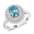 D'Joy AAA Cambodian Blue Zircon, Moissanite Ring in Rhodium Over Sterling Silver (Size 10.0) 3.30 ctw - Sticky add to cart bar