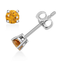 14K White Gold Luxuriant Lab Grown Yellow Diamond (IR) (VS) Earrings 0.25 ctw