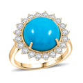 Doorbuster Certified & Appraised 10K Yellow Gold AAA Sleeping Beauty Turquoise, Luxuriant Lab Grown Diamond (E-F, VS) (0.94 cts) Ring (Size 10.0) 6.35 ctw - Sticky add to cart bar