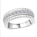 Simulated Diamond Band Ring in Rhodium Over Sterling Silver (Size 10.0) - Sticky add to cart bar