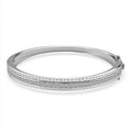 Simulated Diamond Bangle Bracelet in Rhodium Over Sterling Silver (7.25 In) 6.00 ctw - Sticky add to cart bar