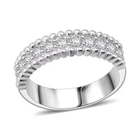 Simulated Diamond  Ring in Rhodium Over Sterling Silver (Size 10.0)
