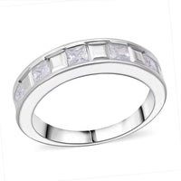 Simulated Diamond Ring in Rhodium Over Sterling Silver (Size 10.0) 1.25 ctw