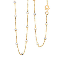 Italian 14K YG Over and Sterling Silver Moon Cut Round Bead Chain Necklace (20 Inches) (1.2mm, 4.50 Grams)