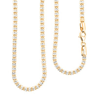 Italian 14K YG and Rhodium Over Sterling Silver Diamond Cut ICE Round Chain 3 Row Necklace 22 Inches 22.45 Grams