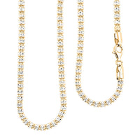Italian 14K YG and Rhodium Over Sterling Silver Diamond Cut ICE Round Chain 3 Row Necklace 24 Inches 24.65 Grams