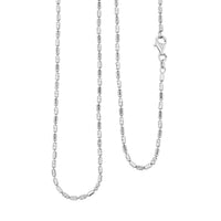 Made in Italy Rhodium Over Sterling Silver 2mm Typhoon Fancy Chain Necklace 24 Inches 7.14 Grams