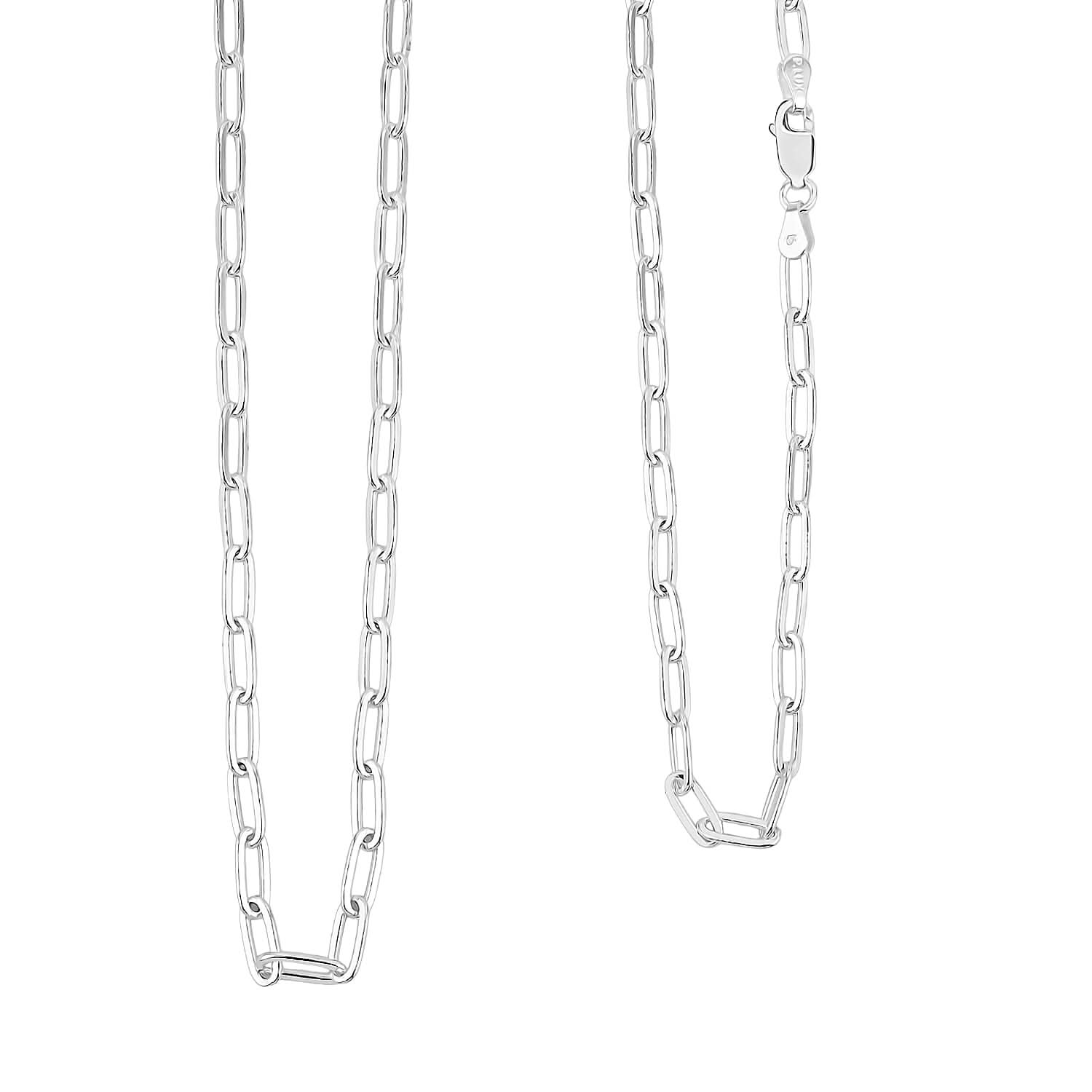 Italian Sterling Silver 3.6mm Paperclip Chain Necklace 20 Inches 10.50 Grams