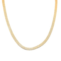 Italian 14K Yellow Gold Over Sterling Silver Herringbone Necklace 18 Inches 9.23 Grams