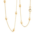 Italian 14K Yellow Gold Over Sterling Silver Moon Cut Oval Bead 3mm Chain Necklace 20 Inches 4.40 Grams - Sticky add to cart bar