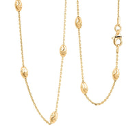 Italian 14K Yellow Gold Over Sterling Silver Moon Cut Oval Bead 3mm Chain Necklace 20 Inches 4.40 Grams