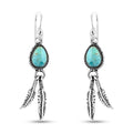 Santa Fe Style Kingman Turquoise Earrings in Sterling Silver 0.24 ctw - Sticky add to cart bar