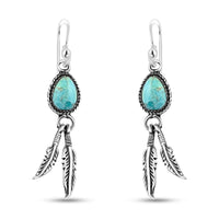 Santa Fe Style Kingman Turquoise Earrings in Sterling Silver 0.24 ctw